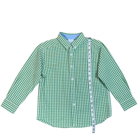 Little English Boys Gingham Button Down Shirt Green White Size 7 100% Cotton - Picture 12 of 14